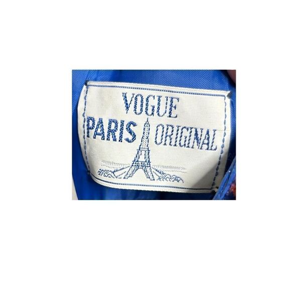 VOGUE Paris Collection Vintage Velvet Gown Long Sleeves Blue Floral - Picture 10 of 10